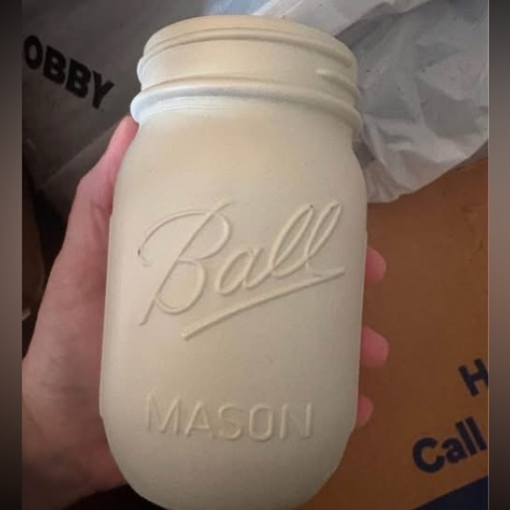 Ball Mason Jar - Matte Cream Painted Glass